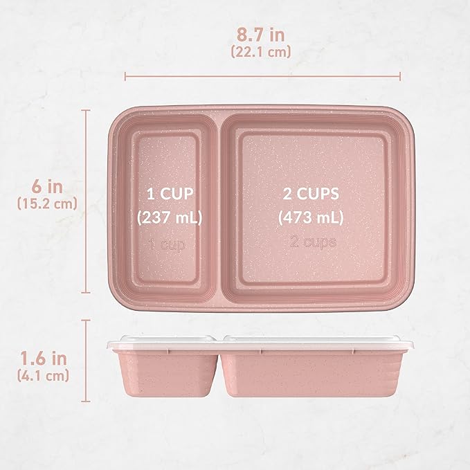 Bentgo 20-Piece Glitter Lightweight, Durable, Reusable BPA-Free 2-Compartment Containers - Microwave, Freezer, Dishwasher Safe (Glitter Garden Edition - Sweet Pea Glitter)-NeatNest