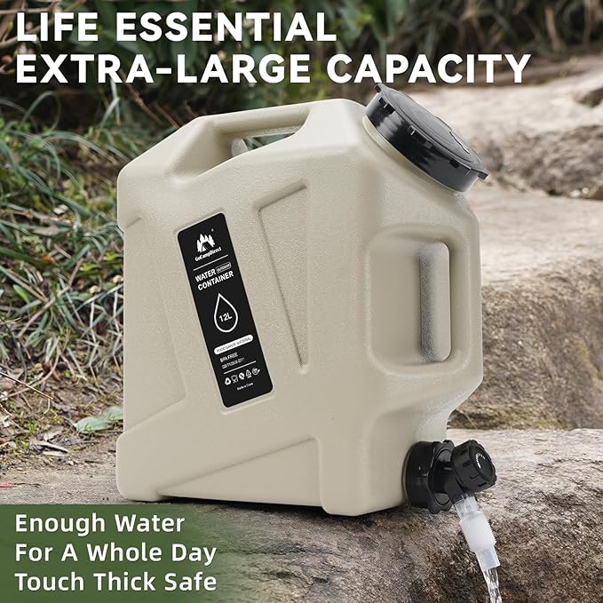 Camping Water Container - 3.2 Gallan Water Jug with Spigot | Portable Water Tank for Outdoor Hiking Picnic Supplies-Grey-NeatNest