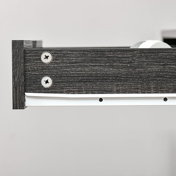HOMCOM Home Office Desk, Computer Desk with A Frame for Small Spaces, Writing Table with Drawer and Storage Shelves, Charcoal Gray-NeatNest
