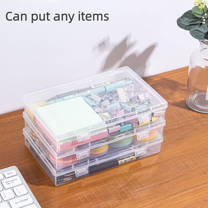 Clear Container with Lid, 4 Packs Rectangular Storage Containers Plastic Storage Box 7.1''×4.6''×1.2'' Small Clear Storage Box for Storage, Beads, Crafts Accessories-NeatNest