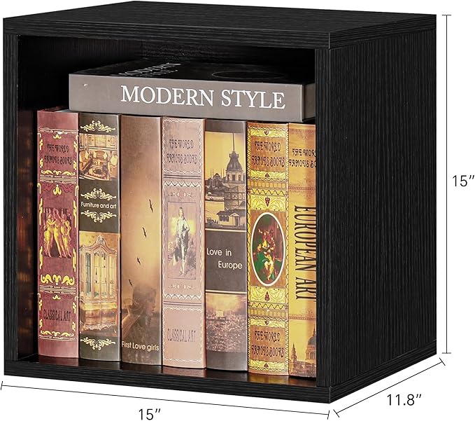 FUSUNBAO Magic DIY Cube Storage Organizer Stackable Cubes for Home Books Clothes Toy-Modular Cubby Storage System-Office Cubical-Bookcase Closet (Black, General Cube)-NeatNest