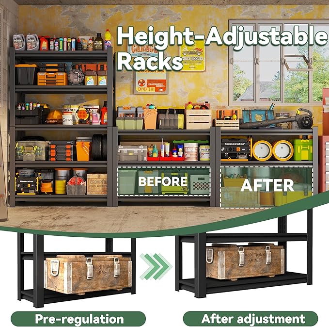 77"H/36"W Garage Shelving Heavy Duty,5 Tier Storage Shelves 3000lbs,Garage Shelves Metal Shelving Unit Industrial Utility Shelf Organization Rack for Warehouse Kitchen (5 Tier 77"H*36"W*13.8"D)-NeatNest