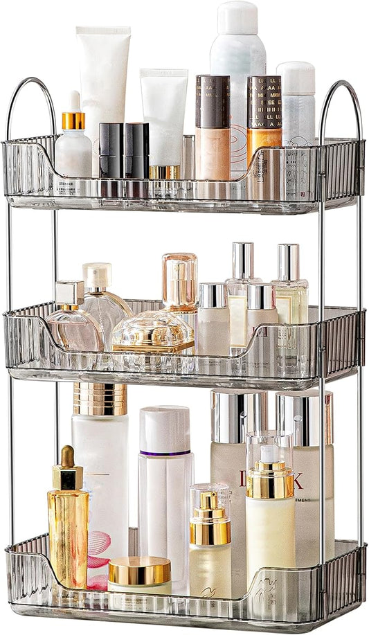3 Tier Bathroom Organizer Countertop Makeup Perfume Tray Skincare Organizer for Bathroom Dresser Vanity (Grey)-NeatNest