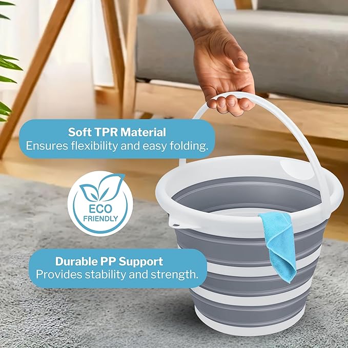 Collapsible Bucket with Handle 2.6 Gallons 10L Foldable Bucket-NeatNest