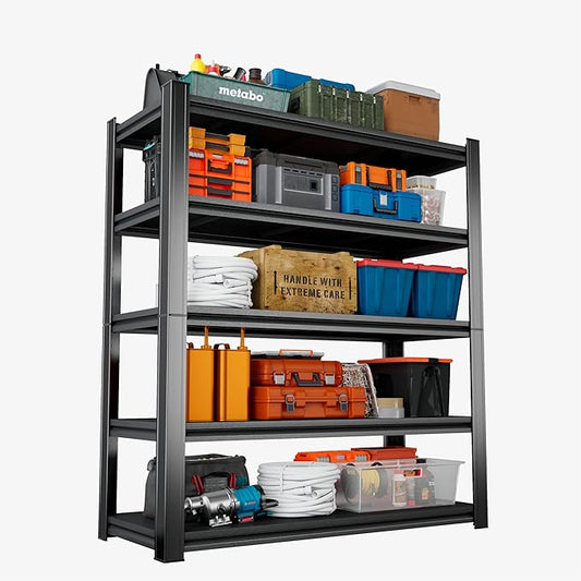 Heavy Duty 5-Tier Shelving Unit 3000LBS Capacity - Adjustable Steel Garage Shelves for Warehouse, Basement Storage(77'H x 39.4''W x 17.7''D)-NeatNest