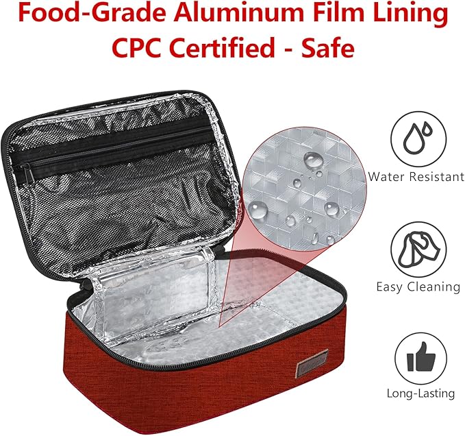 Gloppie Small Lunch Bag Insulated Lunch Box for Women Girls Kids Mini Lunchbox Adult Portable Cooler Bags Reusable Snack Bag Thermal Lunch Boxes, Wine Red-NeatNest