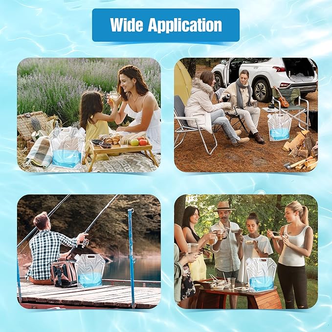18 Pcs 5 L Collapsible Water Container Bag, Premium Collapsible Water Container Bag Emergency Water Container Freezable Food Grade Clear Plastic Storage Bag Foldable Water Bottle for Camping Riding