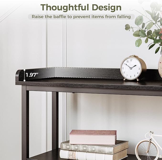 IRONCK Console Table, Sofa Table with Power Outlet, Farmhouse Hallway Table for Entryway, Living Room, Height Adjustable, Easy Assembly, Vintage Black,55"-NeatNest