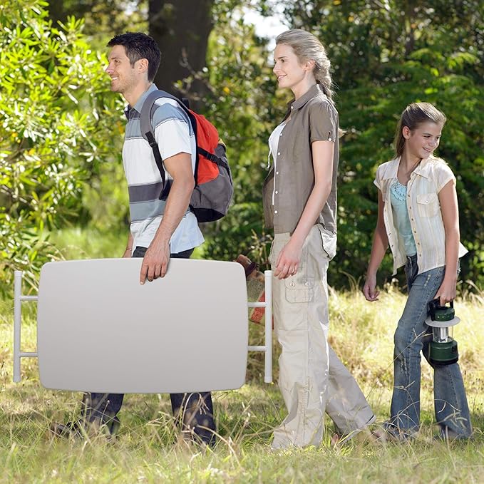 BWM.Co Portable Folding Height-Adjustable Table fot Picnic Beach Personal Desk Home Dining Table for Small Space with X-Crossed Feet for Business or Home Use,Easy Assembly, White-NeatNest