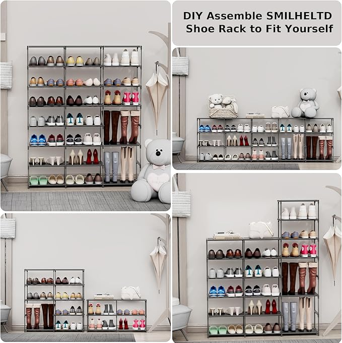 Large Shoe Rack 3 Row 8 Tier 40-60 Pairs Shoes Boots with Plastic Plate Home Sturdy Storage Organizer Shelf for Garage Entryway Hallway Front Doorway-NeatNest