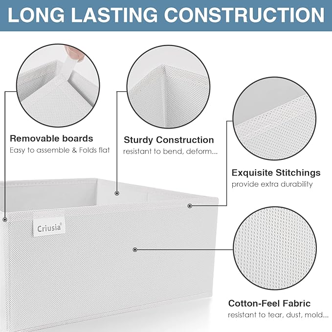Criusia Drawer Organizer Clothes, 8 Pack Underwear Drawer Organizer, Foldable Closet Organizers and Storage Dresser Drawer Dividers for Clothes, Socks, Scarves, Ties (White)-NeatNest