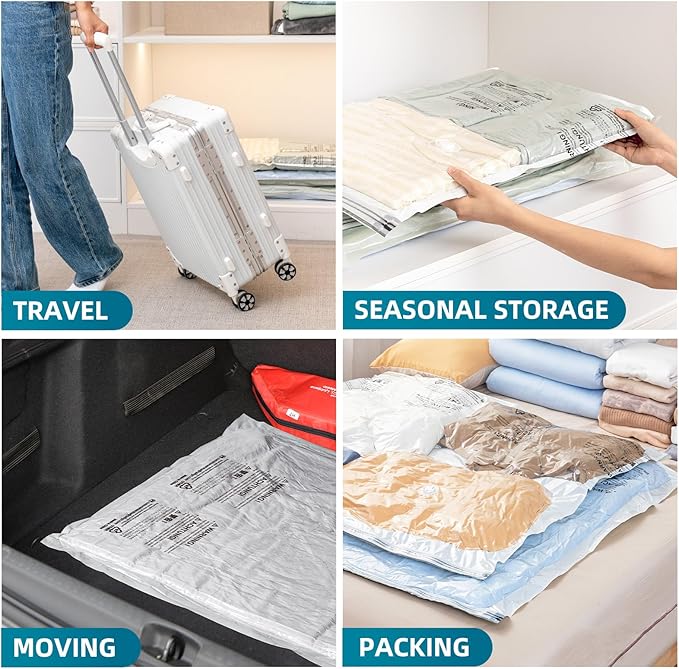 TAILI 20 Pack Combo Vacuum Storage Bags, Vacuum Seal Bags for Clothing (4 Jumbo, 4 Large, 4 Medium, 8 Travel Roll), Space Saver for Bulky Clothing, Beddings, Comforters, Saving More Closet Space-NeatNest