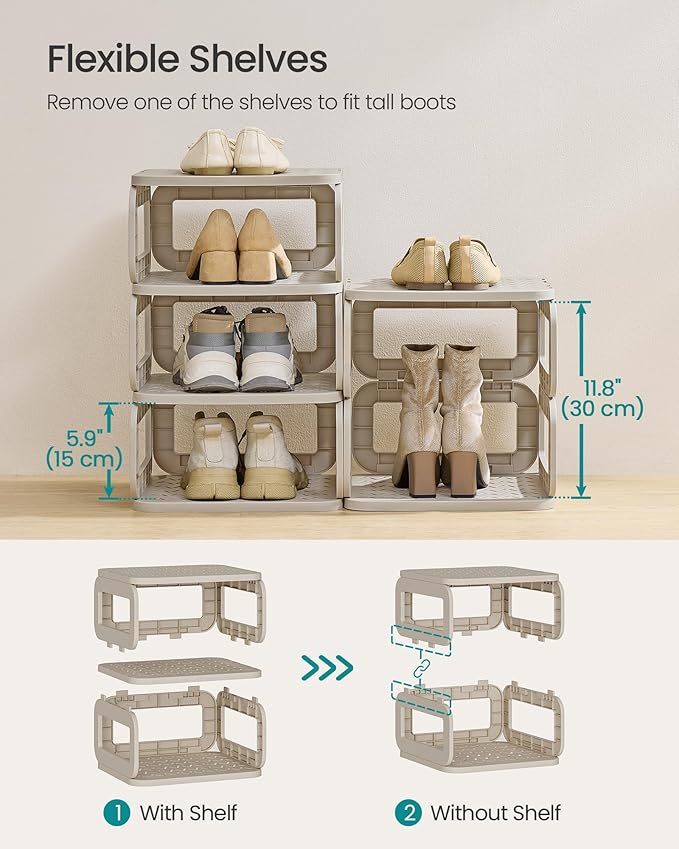SONGMICS Shoe Rack, Shoe Organizer, 6 Shelves, Shoe Storage, Narrow Shoe Shelf, Open Shelf for Entryway, Living Room, Bathroom, Space-Saving, Cappuccino Beige ULPC037K01-NeatNest