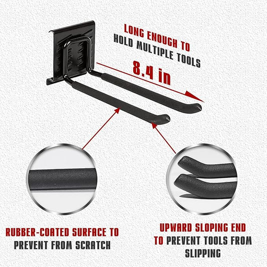 Charmount 48" Garage Storage Wall Organizer with 600lbs, 6 Hooks Broom Holder Wall Mount, Garden Tool Organizer, Easy Installation Tool Storage to Accommodate Brooms, Hoses, Yard Tools and More-NeatNest