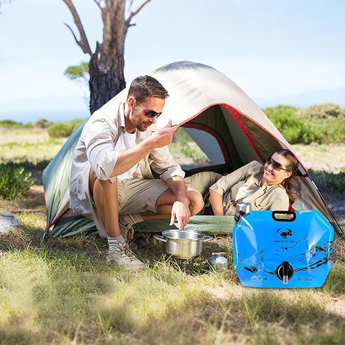 Collapsible 8L Water Storage Bag, BPA-Free Portable Folding Water Jug with Adjustable Faucet, Leakproof Emergency Water Bag for Camping, Hiking, Riding, Outdoor Sport (Blue, 1)-NeatNest