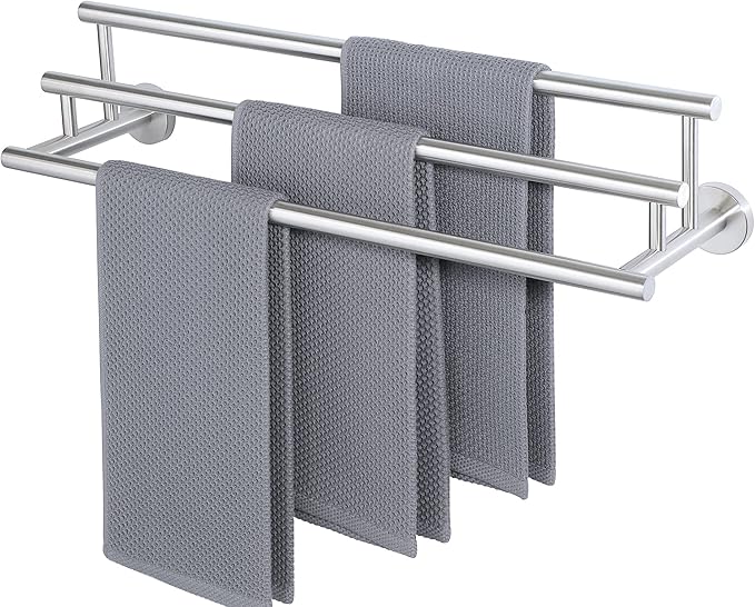 Alise Bath Towel Bars,3-Tiers Ladder Towel Rack Wall Mount Towel Rod,SUS304 Stainless Steel Towel Holder,Space-Saving Towel Hanger,Towel Hooks for Bathroom,Brushed Nickel Towel Rail,GYT6903-LS