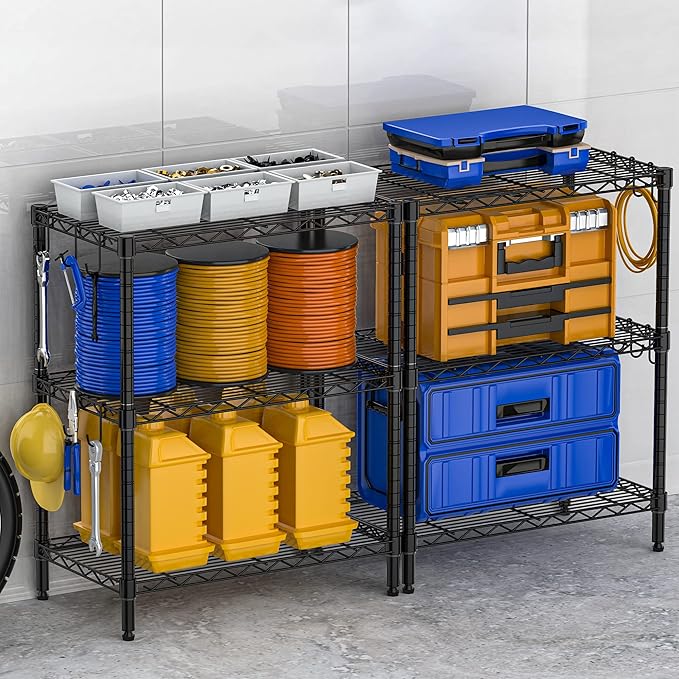 3-Tier Metal Shelf for Storage, Wire Shelving Unit Storage Rack Organizer Steel Utility Shelf for Kitchen Office Garage Pantry Laundry Organization(13.4D x 23.2W x 29.7H Inches)