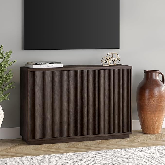 Henn&Hart 48" Wide Rectangular Buffet Table in Warm Brown, for Home, Living Room, Bedroom, Entertainment Room, Office