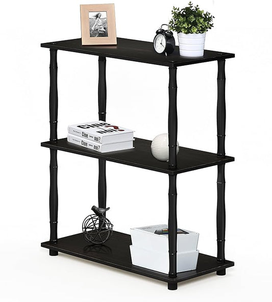 Furinno Turn-N-Tube 3-Tier Compact Multipurpose Shelf Display Rack with Classic Tube, Espresso/Black-NeatNest