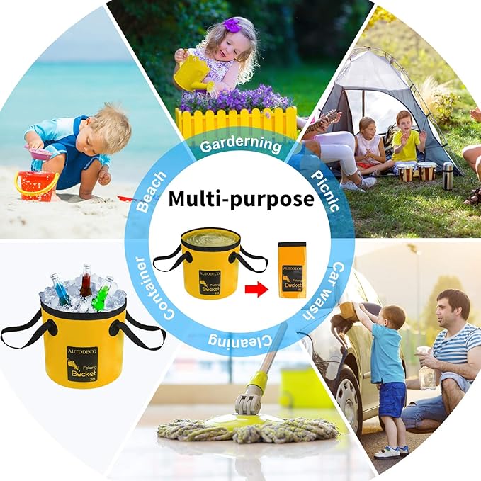 AUTODECO Collapsible Bucket 5 Gallon Container Folding Water Bucket Portable Wash Basin 20L-NeatNest