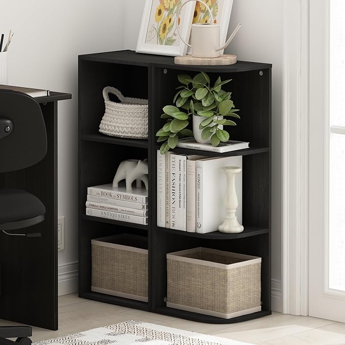 Furinno Pasir 3-Tier Corner Open Shelf Bookcase, French Oak-NeatNest