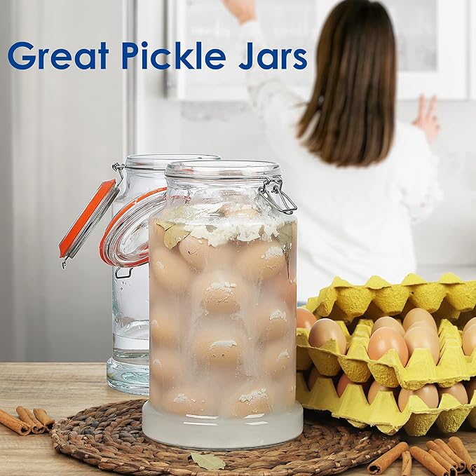 1.2 Gallon Airtight Glass Jar with Hinged Lid, Wide Mouth Glass Storage Jar for Flour, Pasta, Cookies, Large Capacity, Sturdy and Heavy Duty, 1 Pack