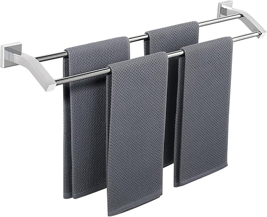 Alise Double Bath Towel Bars Towel Racks for Bathroom Lavatory,Wall Mount Towel Holder Heavy Duty SUS304 Stainless Steel Towel Hanger Towel Rail,GK9700-C Polished Chrome,28 Inch