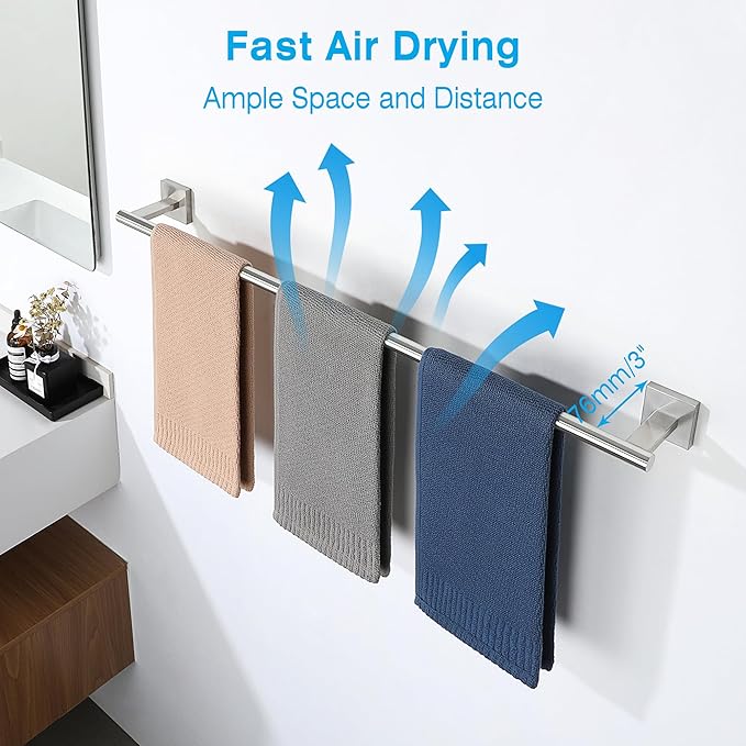 Towel Bar for Bathroom, 32 Inch Towel Rack Wall Mounted, SUS304 Stainless Steel Heavy Duty Towel Holder for Bathroom Laundry Room Hotel Modern Home Decor