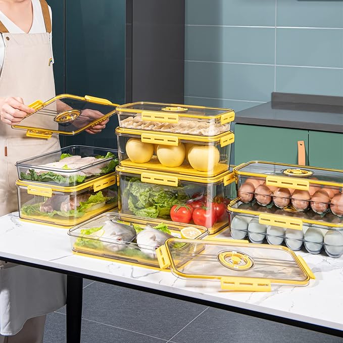 CottonColors Egg Holder for Fridge - 18 Container for Refrigerator, Plastic Organizer, Stackable Storage With Lids for Timer-NeatNest