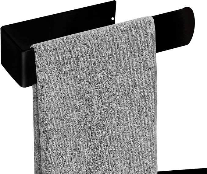 Hand Towel Holder, Self Adhesive Black Towel Ring, SUS 304 Stainless Steel Brushed Towel Racks, Towel Bar for Bathroom Wall, Kitchen, 2 Packs