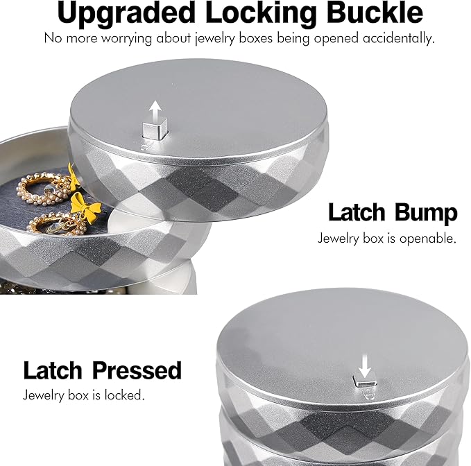 CONBOLA Travel Jewelry Case Box, Small Jewelry Organizer Earring Holder for Women, 5-Layer Rotating Jewelry Storage Tray with Lid for Bracelets Rings Bracelets-NeatNest