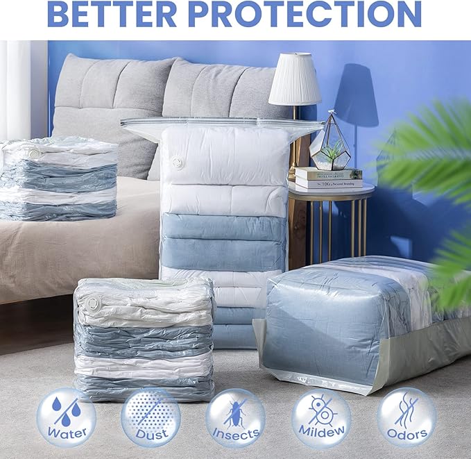 8 Pack Vacuum Storage Bags, Jumbo Cube 31x40x15 Inch, Extra Large Vacuum Seal Bgas for Comforters, Blankets, Pillow, Quilts, Space Saver Clost Oragnization, Clear-NeatNest
