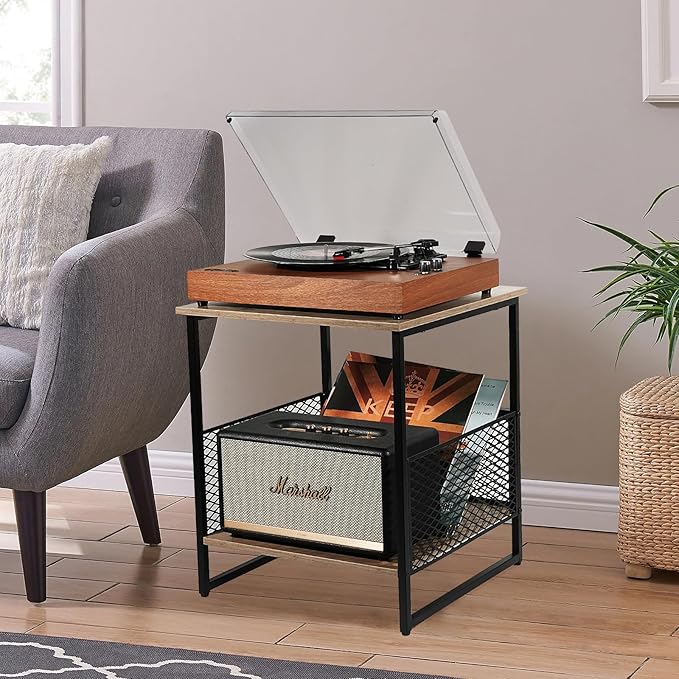 2 Tier End Table, Square Side Table, Couch Side Table with Storage, Great for Mini Fridge Stand, Printer Stand, Aquarium Stand, Coffee Stand, Ideal for Living Room, Bedroom, Office(2 Pack)