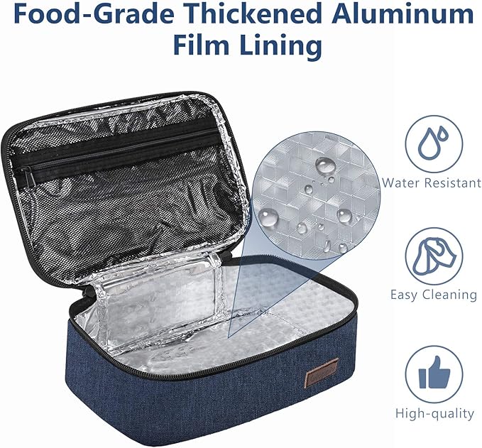 Gloppie Small Lunch Bag for Men Women Kids Insulated Lunch Box Mini Lunchbox Portable Cooler Bags Adult Thermal Lunch Boxes Reusable Snack Bag, Blue-NeatNest