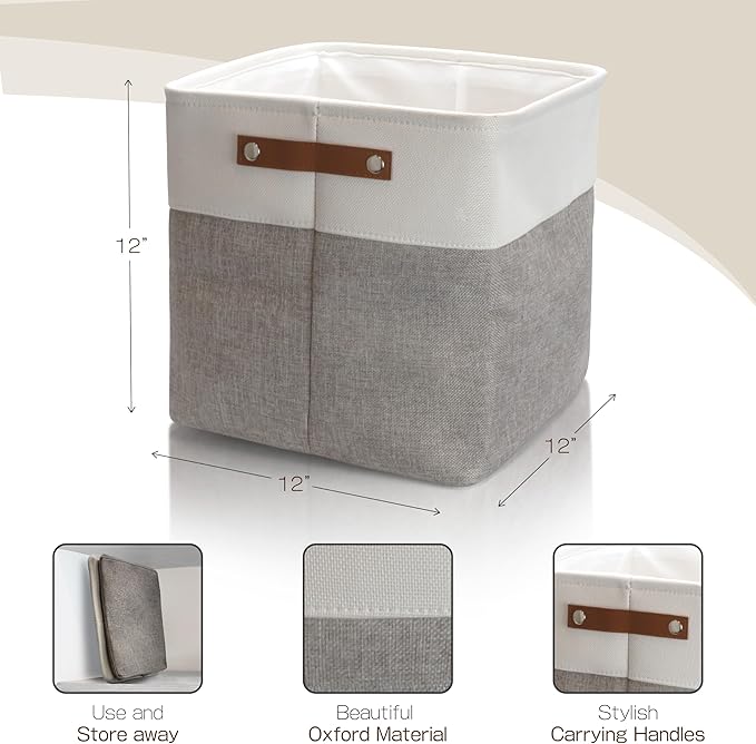 Brookstone, 2 Pack Storage Bins with Handle, Multipurpose Storage Basket for Home Organization, Declutter & Space Saving - Collapsible Storage Cubes Perfect for Living Room, Bedroom, Closets-NeatNest