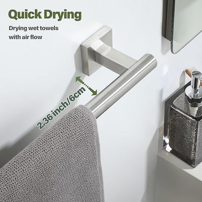 Alise Bathroom Towel Bar, 28Inch Towel Racks for Bathroom, SUS304 Stainless Steel Towel Holder Heavy Duty Wall Mounted Towel Rack Brushed Nickel