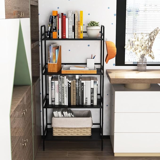 HDANI Storage Shelves, 4-Tier Metal Storage Rack with Shelf,Shelf Organizer,Garage Standing Shelving Unit for Laundry,Bathroom,Kitchen,Pantry, Closet,23.6''W X 13.8''D X 50 H''H,Black
