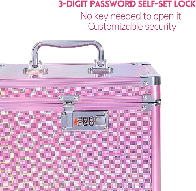Medication Combination Lock Boxes with Code for Personal Items, Medicine Lockbox for Documents 10 x 7.25 x 7.75 Inches Colorful Rose