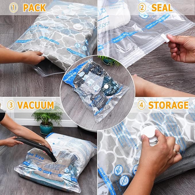 Vacuum Storage Bags 8 Medium, Space Saver Sealer Bags, Plastic Packaging Bags,Airtight Compression Bags for Clothes, Pillows, Comforters, Blankets, Bedding-NeatNest