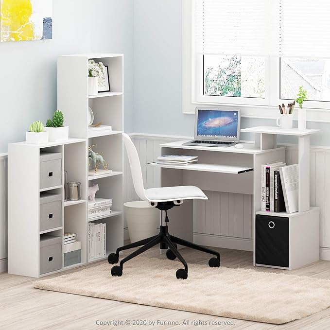 Furinno Luder Bookcase / Book / Storage , 5-Cube, White-NeatNest
