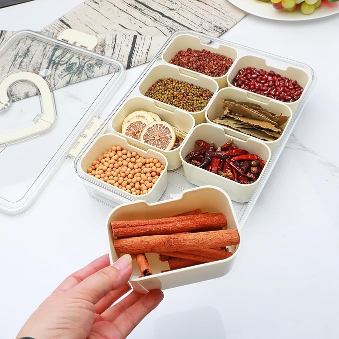 2 Pack Snackle Box Container,snack box-Divided Serving Tray with Lid and Handle with 8 Compartment,Portable Snack Serving Platters Reusable Storae Organizer for Fruits,Nuts,Candy,Party,Picnic-NeatNest