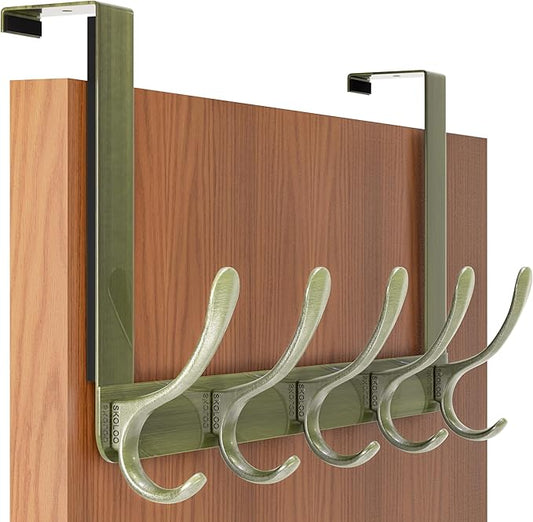 SKOLOO Over The Door Hook, Door Hanger Hooks for Hanging Clothes, Towels, Coats, Hats, Over The Door Towel Hook - Bronze, Assembly Required