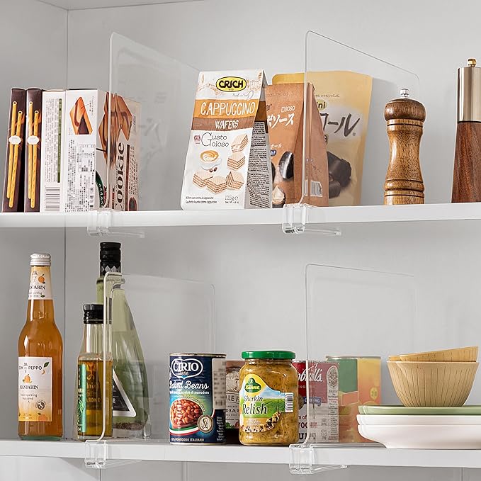 HBlife 12 Inches Tall [Extra Tall Version] Clear Shelf Dividers, 12 Pack Purse Organizer for Closet Perfect for Sweater, Shirts, Handbags, Acrylic Adjustable Bookshelf for Organization-NeatNest