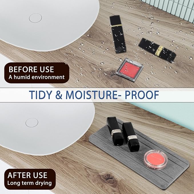 2PCS Water Absorbing Stone Tray, Quick Drying Diatomite Stone Sink Tray, Water Absorbent Diatomite Coasters for Kitchen Sink, Bathroom Counter Hand Soap Dish Toothbrush Holders-NeatNest