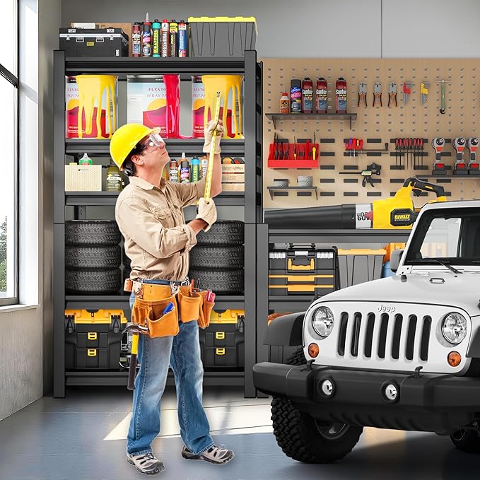 72''H Garage Shelving, Heavy Duty 36''W Storage Shelves, 2500lbs Adjustable 5 Tier Metal Shelves for Storage Rack, Commercial Garage Shelves, Industrial Utility Shelf,16" D X 36" W X 72" H,Black
