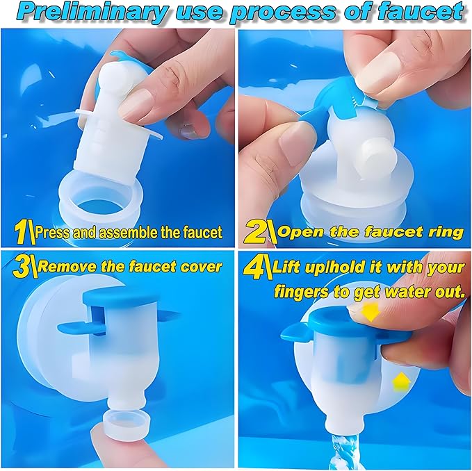 Collapsible Water Storage Bag 3-Pack(0.4 Gal + 0.8 Gal + 1.3 Gal) Portable Water Container with Faucet for Camping,Hiking, Emergency | Transparent Outdoor Water Bag with Carry Handle (3-Pack 2.5 Gal)-NeatNest