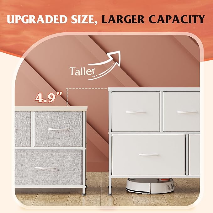 WLIVE White Dresser for Bedroom with 5 Drawers, Chest of Drawers, Fabric Small Dresser with Drawer Organizers, Storage Organizer Unit for Hallway, Entryway, Closets-NeatNest