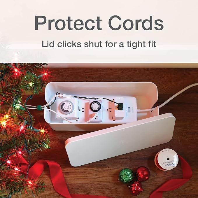 Oxford Cable Management Boxes, 3 Pack, Small, Medium, Large, 15 Cable Ties (Hook & Loop, Silicone,Twist Ties), Power Strip Organizer, White (27800)