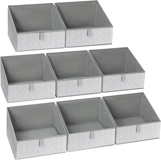 DIMJ Trapezoid Storage Bins, Closet Storage Bins with Handle, Foldable Closet Organizers and Storage Baskets for Toys, Books, Clothes, 8 Packs-NeatNest