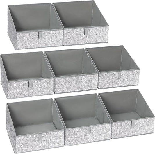 DIMJ Trapezoid Storage Bins, Closet Storage Bins with Handle, Foldable Closet Organizers and Storage Baskets for Toys, Books, Clothes, 8 Packs-NeatNest